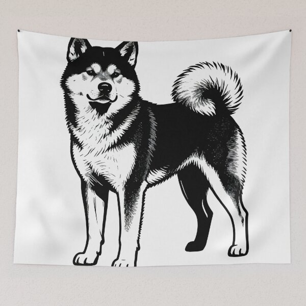 Item preview, Black And White Dog Akita Inu  designed and sold by Uglyandcute.