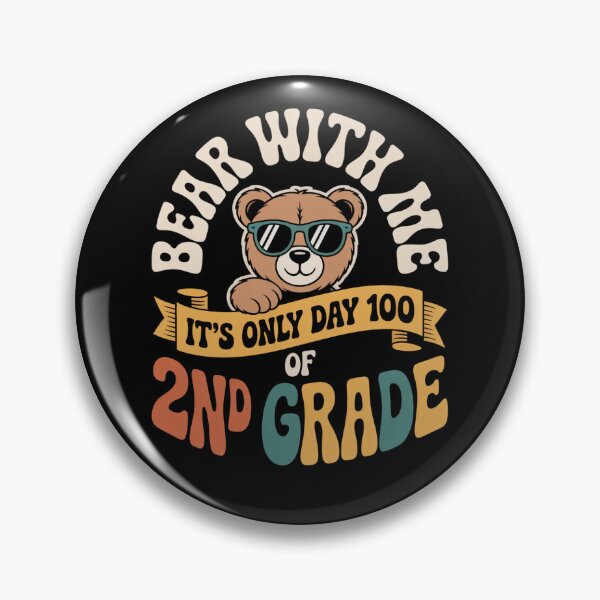 Item preview, Bear With Me It's Only Day 100 of 2nd Grade Teacher Retro Groovy designed and sold by ViralVector.