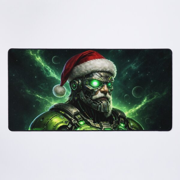 Item preview, Sci-Fi Cybernetic Santa Claus Christmas Art – Neon Green Emerald Futuristic Space Illustration designed and sold by TSOL5.