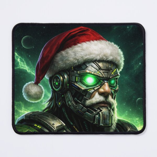 Item preview, Sci-Fi Cybernetic Santa Claus Christmas Art – Neon Green Emerald Futuristic Space Illustration designed and sold by TSOL5.