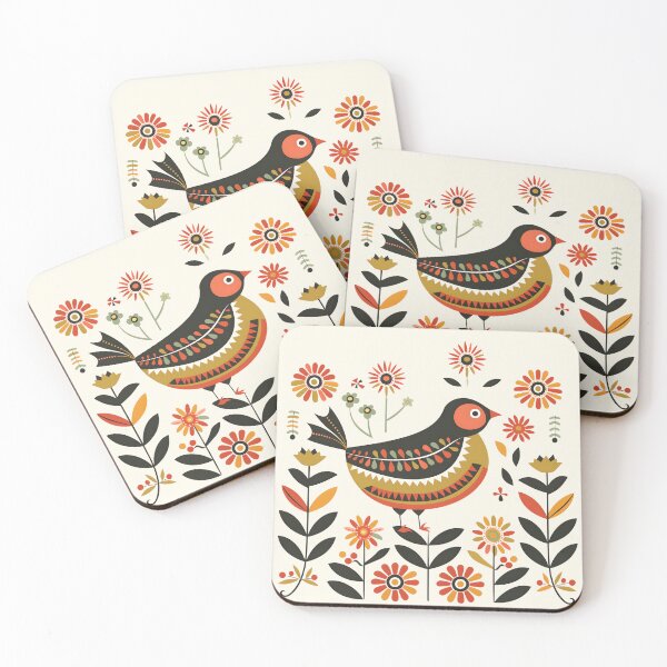Item preview, Scandinavian Folk Art, Bird and Flowers designed and sold by xiao xuans.