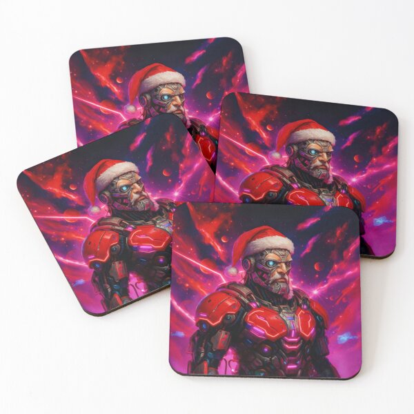 Item preview, Sci-Fi Cybernetic Santa Claus Christmas Art – Neon Red Magenta Futuristic Space Illustration designed and sold by TSOL5.