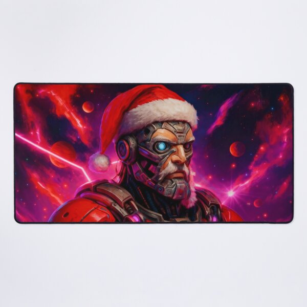 Item preview, Sci-Fi Cybernetic Santa Claus Christmas Art – Neon Red Magenta Futuristic Space Illustration designed and sold by TSOL5.