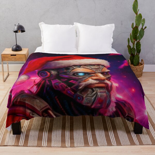 Item preview, Sci-Fi Cybernetic Santa Claus Christmas Art – Neon Red Magenta Futuristic Space Illustration designed and sold by TSOL5.
