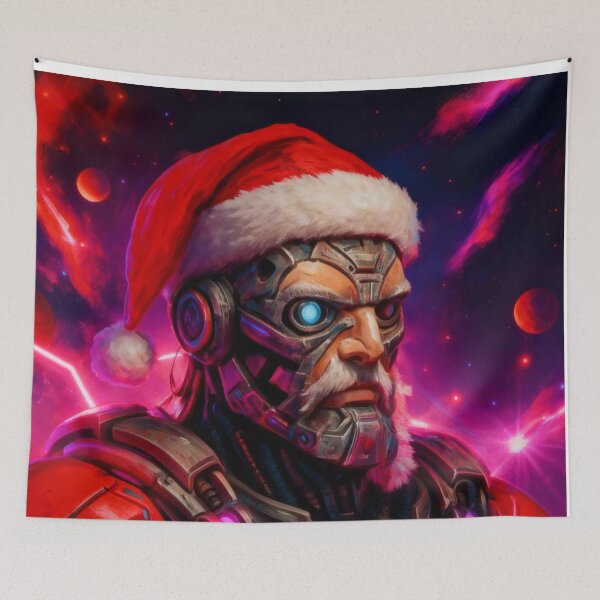 Item preview, Sci-Fi Cybernetic Santa Claus Christmas Art – Neon Red Magenta Futuristic Space Illustration designed and sold by TSOL5.