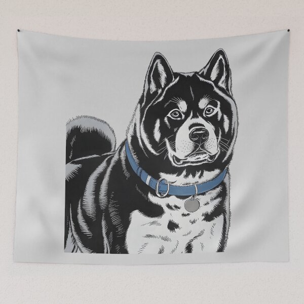 Item preview, Black And White Dog Akita Inu  designed and sold by Uglyandcute.