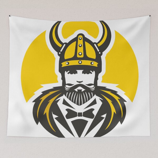 Item preview, Stylized viking warrior in a suit with a horned helmet and beard, graphic logo designed and sold by efa83.
