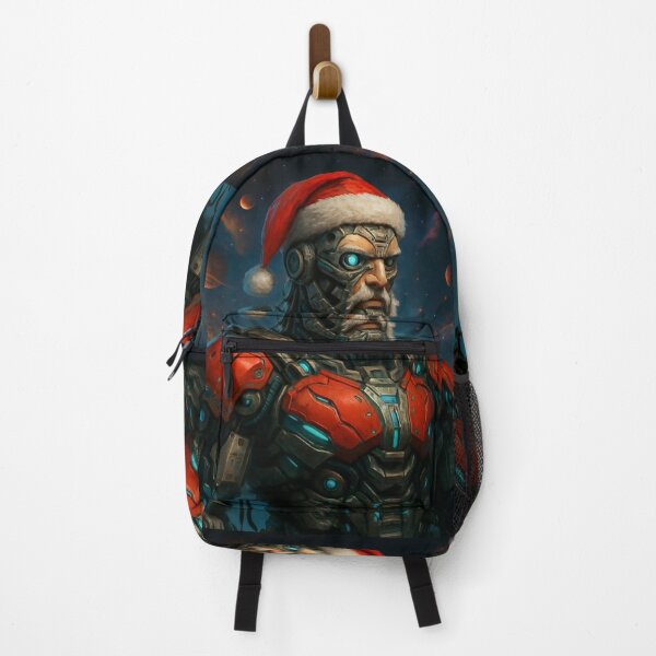Item preview, Sci-Fi Cybernetic Santa Claus Christmas Art – Neon Blue Cyan Futuristic Space Illustration designed and sold by TSOL5.