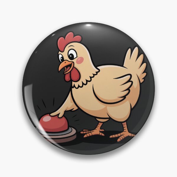 Item preview, Curious Cartoon Chicken Pressing a Big Red Button designed and sold by Best-Designers.