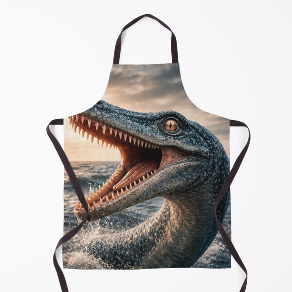 Item preview, Primal Terror: The Plesiosaur's Golden-Eyed Roar Above the Sunset Sea designed and sold by PrehistoryPulse.