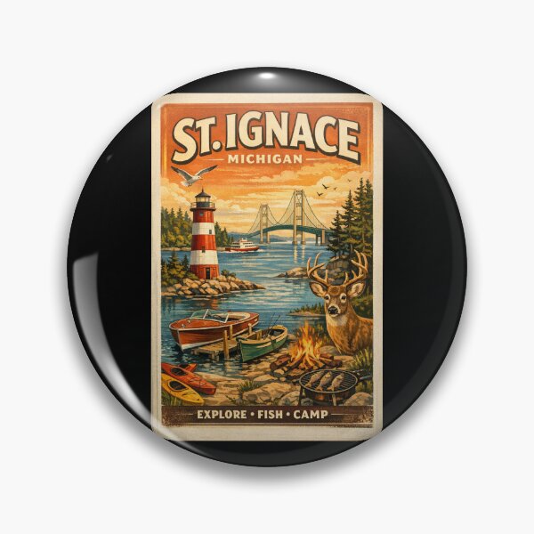 Item preview, St. Ignace Michigan Lakeside Adventure Illustration designed and sold by American Travels.