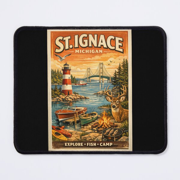 Item preview, St. Ignace Michigan Lakeside Adventure Illustration designed and sold by American Travels.