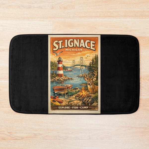 Item preview, St. Ignace Michigan Lakeside Adventure Illustration designed and sold by American Travels.