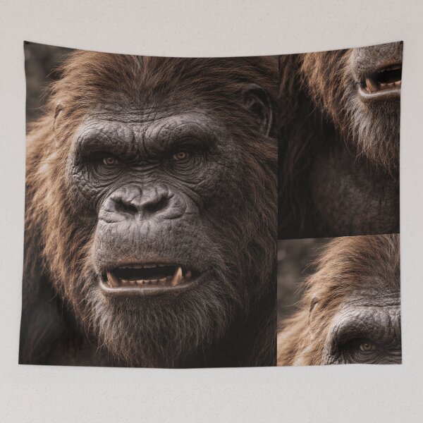 Item preview, The intense stare of the massive Gigantopithecus, a formidable prehistoric titan. designed and sold by PrehistoryPulse.