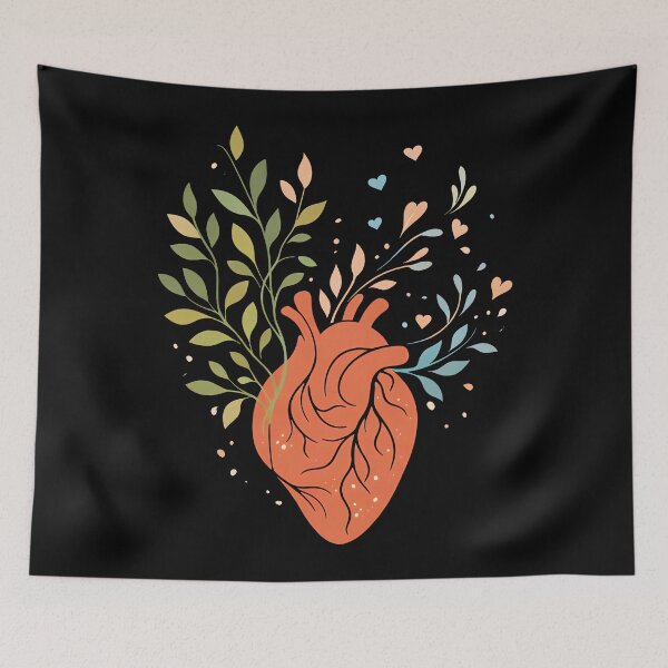 Item preview, Vibrant Floral Anatomical Heart - Botanical Human Nature Medical Art designed and sold by DrawHandArt.