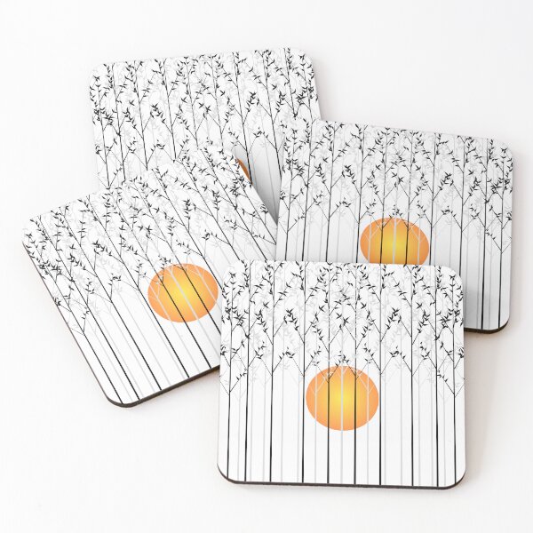 Item preview, Minimalist Bamboo Forest Silhouette with Rising Sun Art designed and sold by DeeLulu.