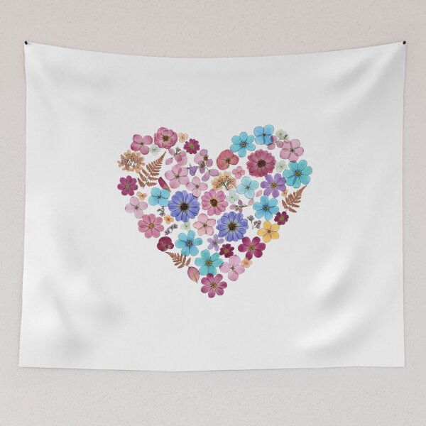 Item preview, Pressed Flowers, Heart Shaped Botanical, Vintage Romantic Pressed Floral designed and sold by DesignDenDo ⭐⭐⭐⭐⭐.
