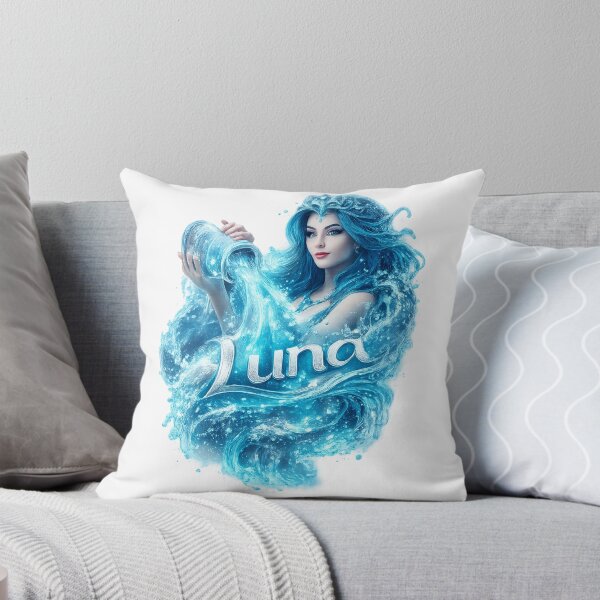 Item preview, Luna Aquarius – Female Name Zodiac Fantasy Art Design designed and sold by AlexLineArt.