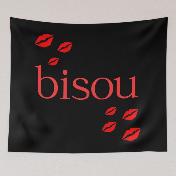 Item preview, Bisou Typography Design with Lips | Romantic & Playful Red Graphic designed and sold by photo-travel.
