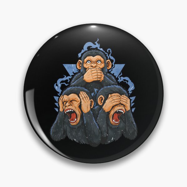 Item preview, Three Wise Monkeys Graffiti Street Art See Hear Speak No Evil Chimp Urban Design designed and sold by DrawHandArt.