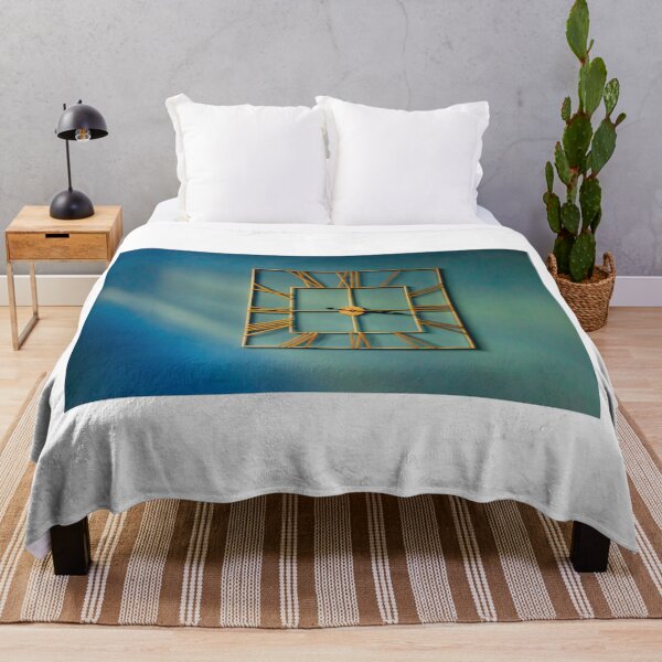 Item preview, Elegant Square Wall Clock With Gold Roman Numerals On Blue Gradient Wall designed and sold by Nmallia.