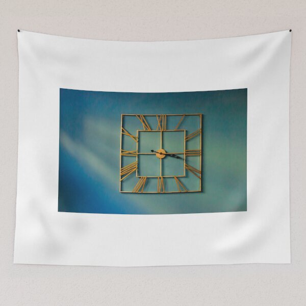 Item preview, Elegant Square Wall Clock With Gold Roman Numerals On Blue Gradient Wall designed and sold by Nmallia.