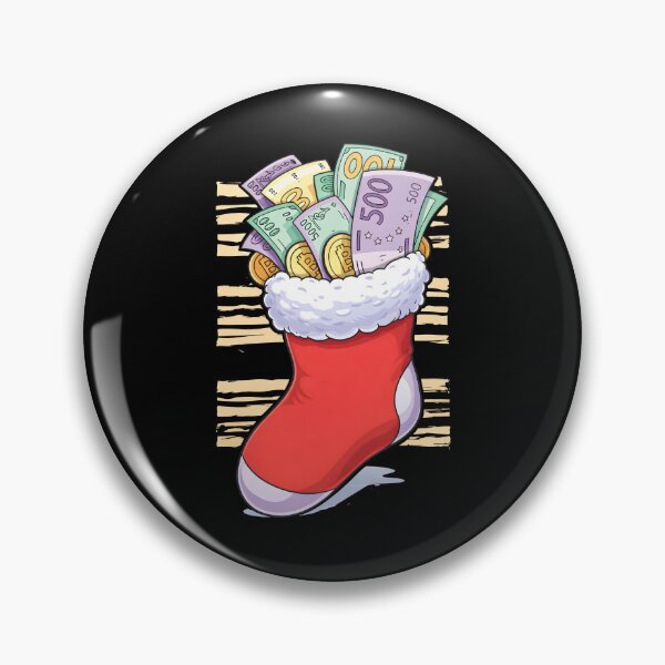 Item preview, Christmas Stocking Full of Money and Bitcoin Illustration designed and sold by DrawHandArt.