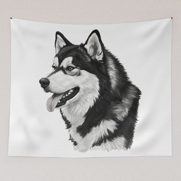 Item preview, Black And White Dog Alaskan Malamute designed and sold by Uglyandcute.