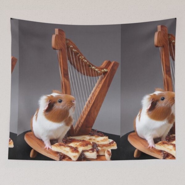 Item preview, Guinea Pig and Mini Harp – Artistic Illustration designed and sold by TreatLLC.