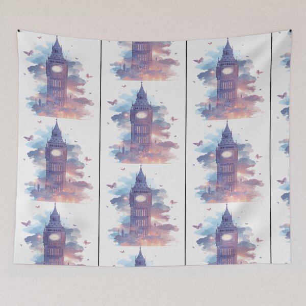 Item preview, Drawing of Butterflies  around London clock  designed and sold by NivyasArtistry.