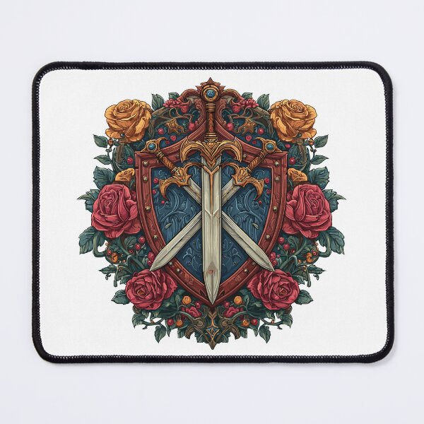 Item preview, Shield & Sword with Roses – Fantasy Floral Armor Design designed and sold by DConcept.