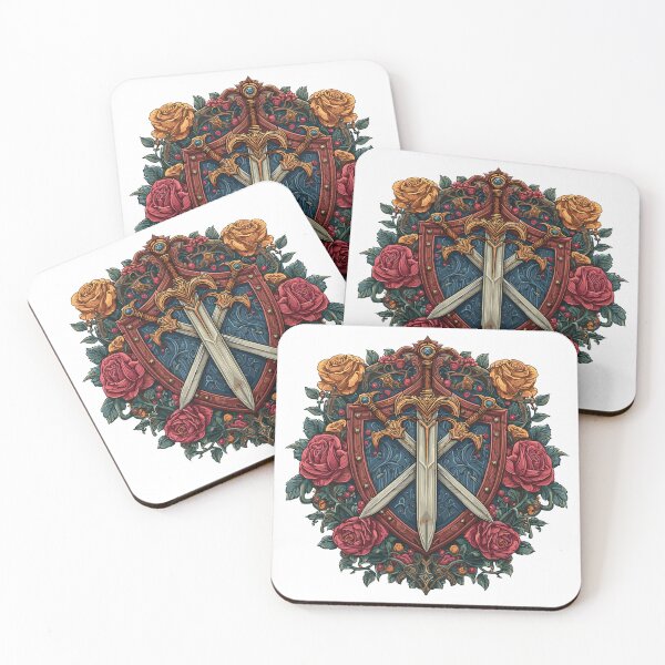 Item preview, Shield & Sword with Roses – Fantasy Floral Armor Design designed and sold by DConcept.