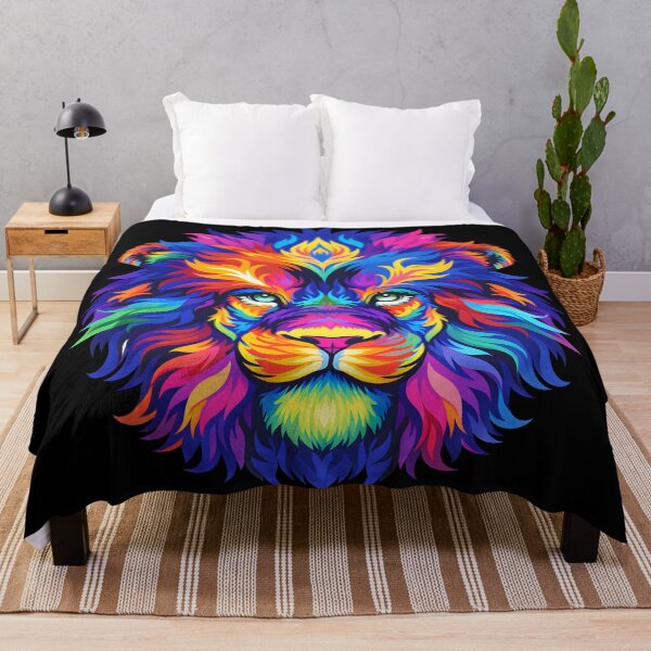 Item preview, Colorful Lion Head Rainbow Animal Art designed and sold by DrawHandArt.