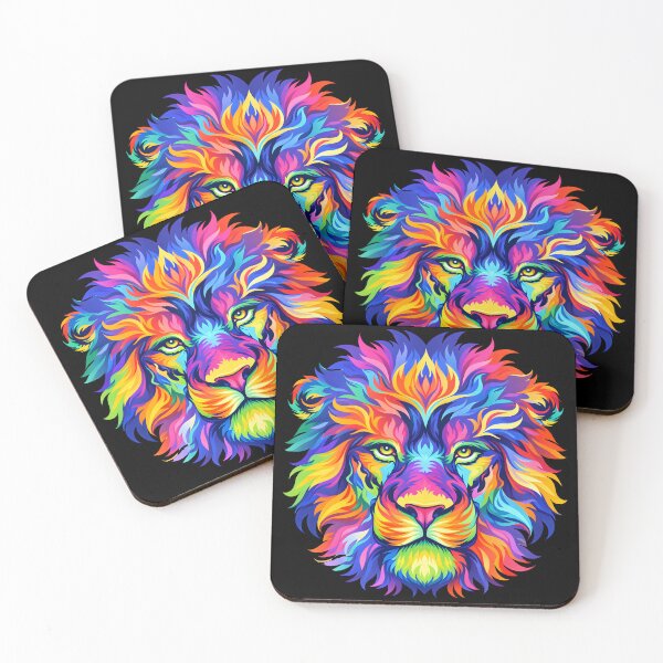 Item preview, Cool Neon Lion Art Bright Colorful King designed and sold by DrawHandArt.