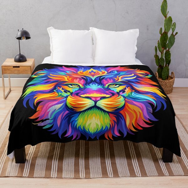 Item preview, Cool Neon Lion Art Bright Colorful King designed and sold by DrawHandArt.