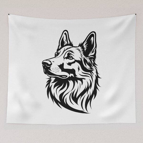Item preview, This Black And White Dog Belgian Shepherd illustration designed and sold by Uglyandcute.