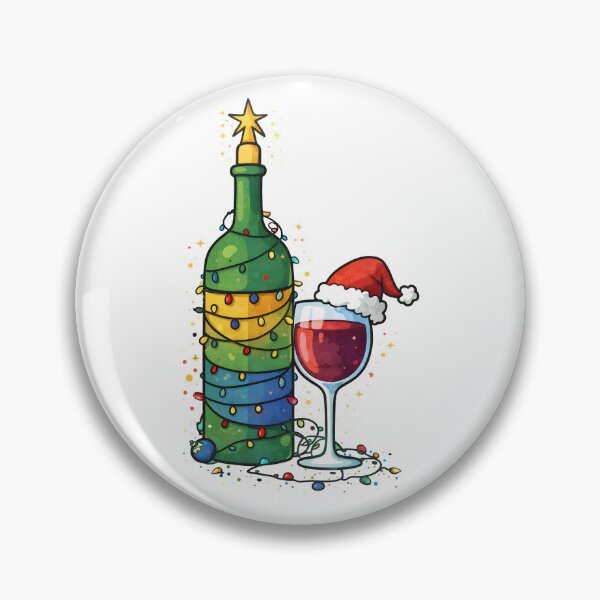Item preview, Christmas Wine Bottle With Lights And Santa Hat designed and sold by DrawHandArt.