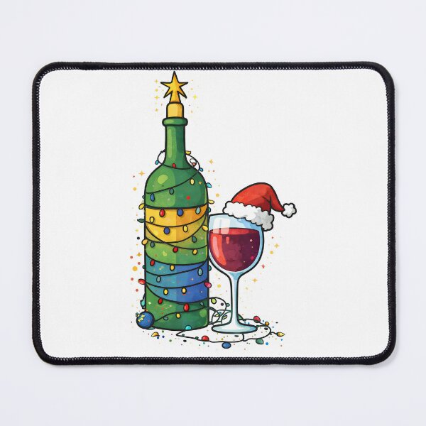 Item preview, Christmas Wine Bottle With Lights And Santa Hat designed and sold by DrawHandArt.