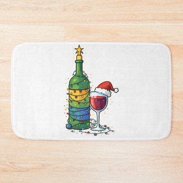 Item preview, Christmas Wine Bottle With Lights And Santa Hat designed and sold by DrawHandArt.