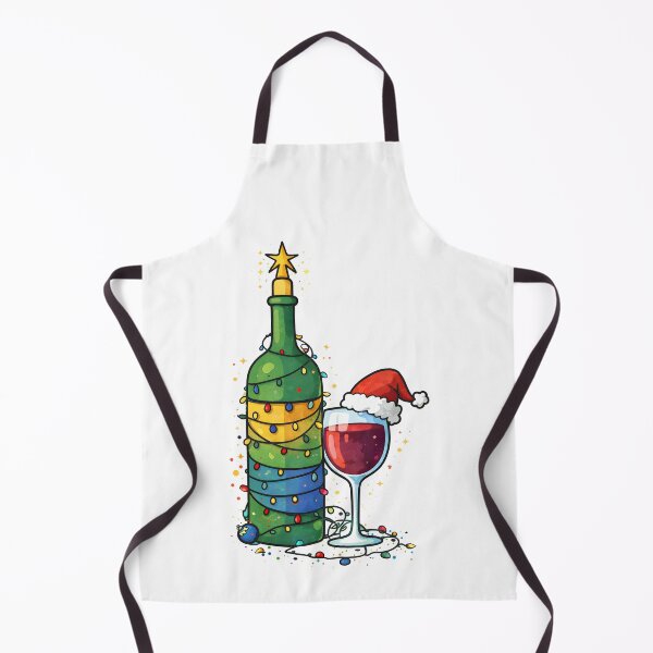 Item preview, Christmas Wine Bottle With Lights And Santa Hat designed and sold by DrawHandArt.
