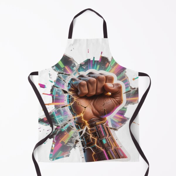 Item preview, Raised Fist Breaking Digital Chains – Neon Protest Sticker Art 2025 designed and sold by ARTCREATESHOP.