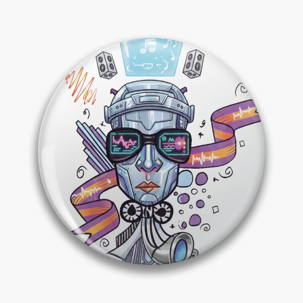 Item preview, Cyberpunk Music Robot Head – Futuristic AI DJ Illustration designed and sold by alpdesignart.