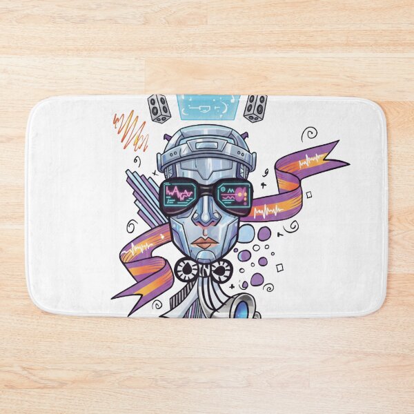 Item preview, Cyberpunk Music Robot Head – Futuristic AI DJ Illustration designed and sold by alpdesignart.
