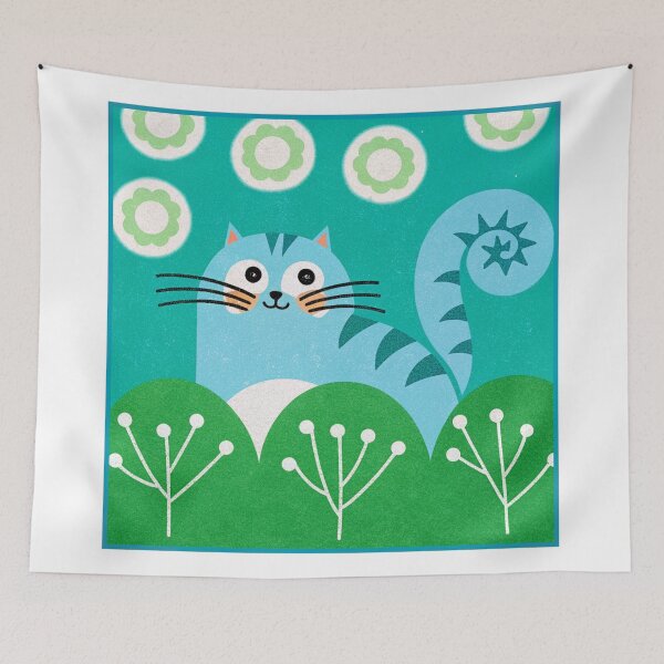 Item preview, Cute Blue Tabby Cat Peeking From Garden Bushes  designed and sold by asliberry.