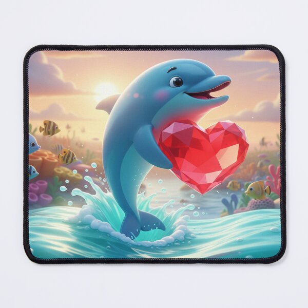 Item preview, Cute Dolphin Holding Heart – Love & Happiness Illustration designed and sold by Ranrajshop.