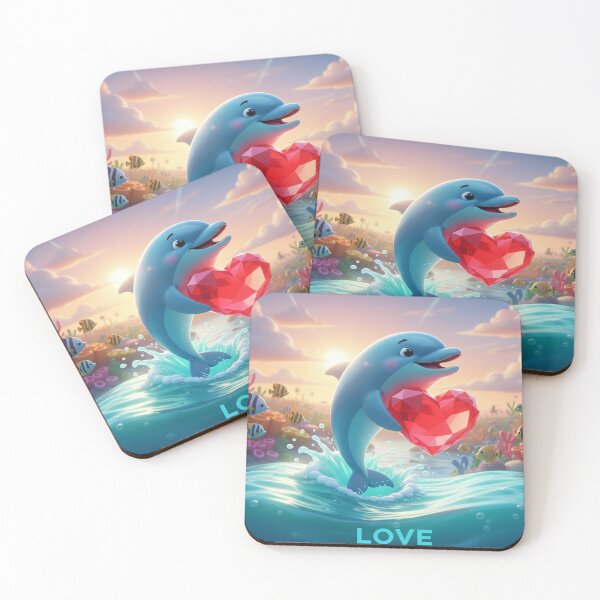 Item preview, Cute Dolphin Holding Heart – Love & Happiness Illustration designed and sold by Ranrajshop.