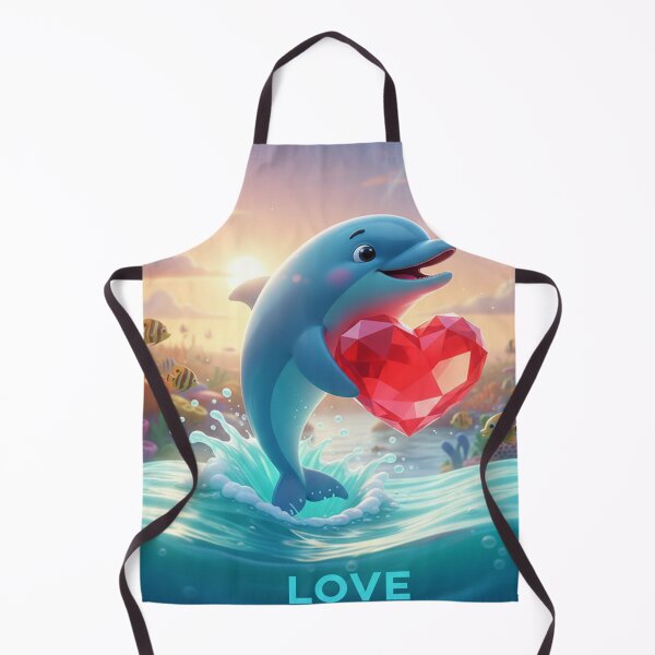 Item preview, Cute Dolphin Holding Heart – Love & Happiness Illustration designed and sold by Ranrajshop.