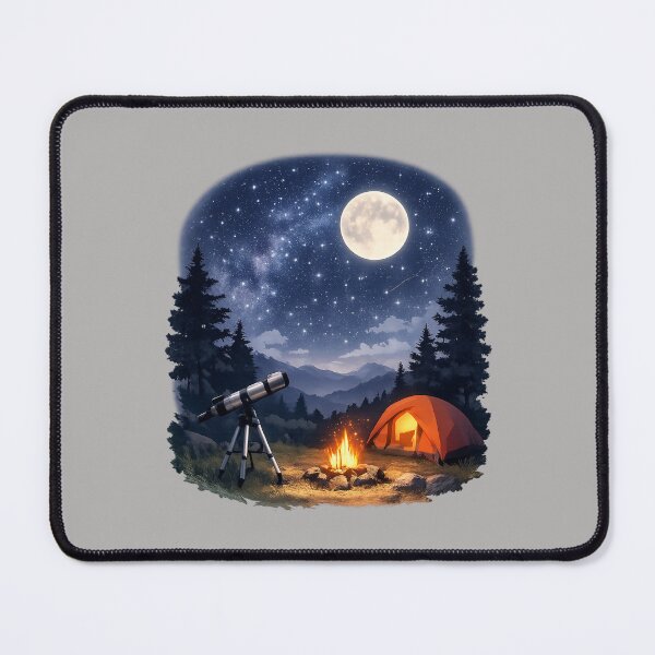 Item preview, Peaceful Stargazing Camp Under the Moonlight – Anime Night Landscape designed and sold by Youssef-BM.