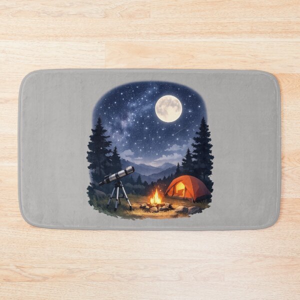 Item preview, Peaceful Stargazing Camp Under the Moonlight – Anime Night Landscape designed and sold by Youssef-BM.