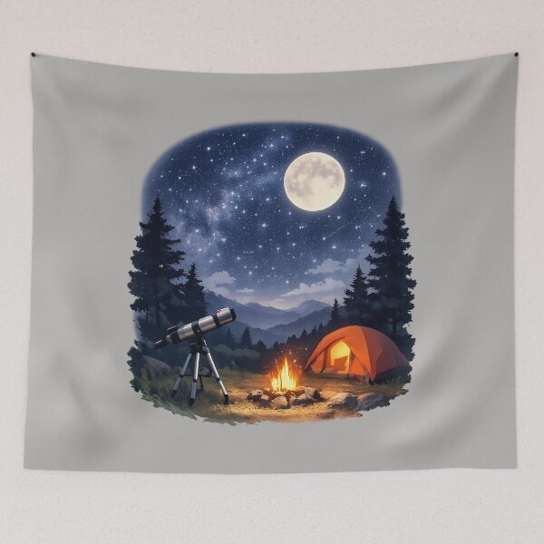 Item preview, Peaceful Stargazing Camp Under the Moonlight – Anime Night Landscape designed and sold by Youssef-BM.